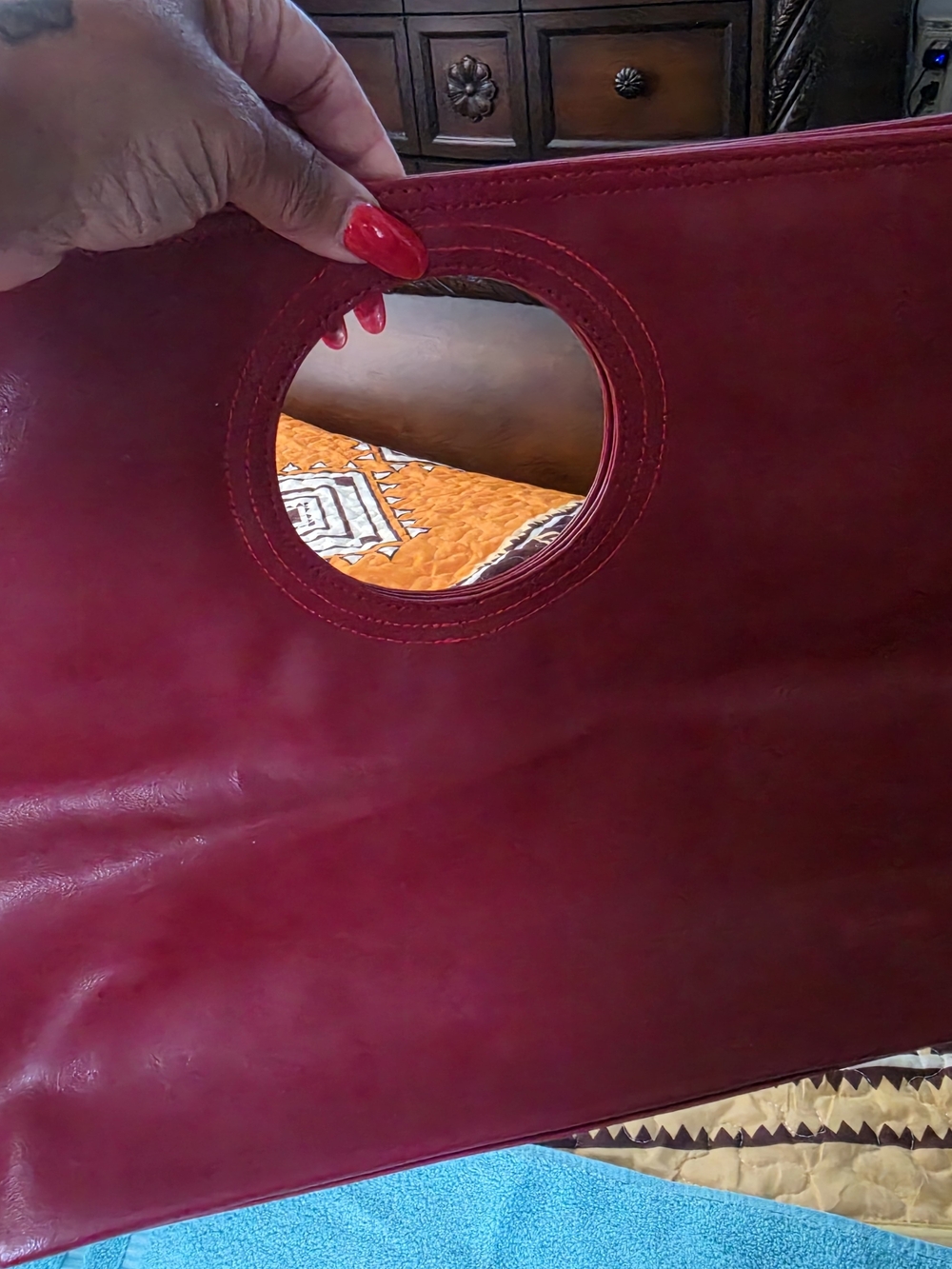 Necessary Objects Red Circle-Handle Clutch